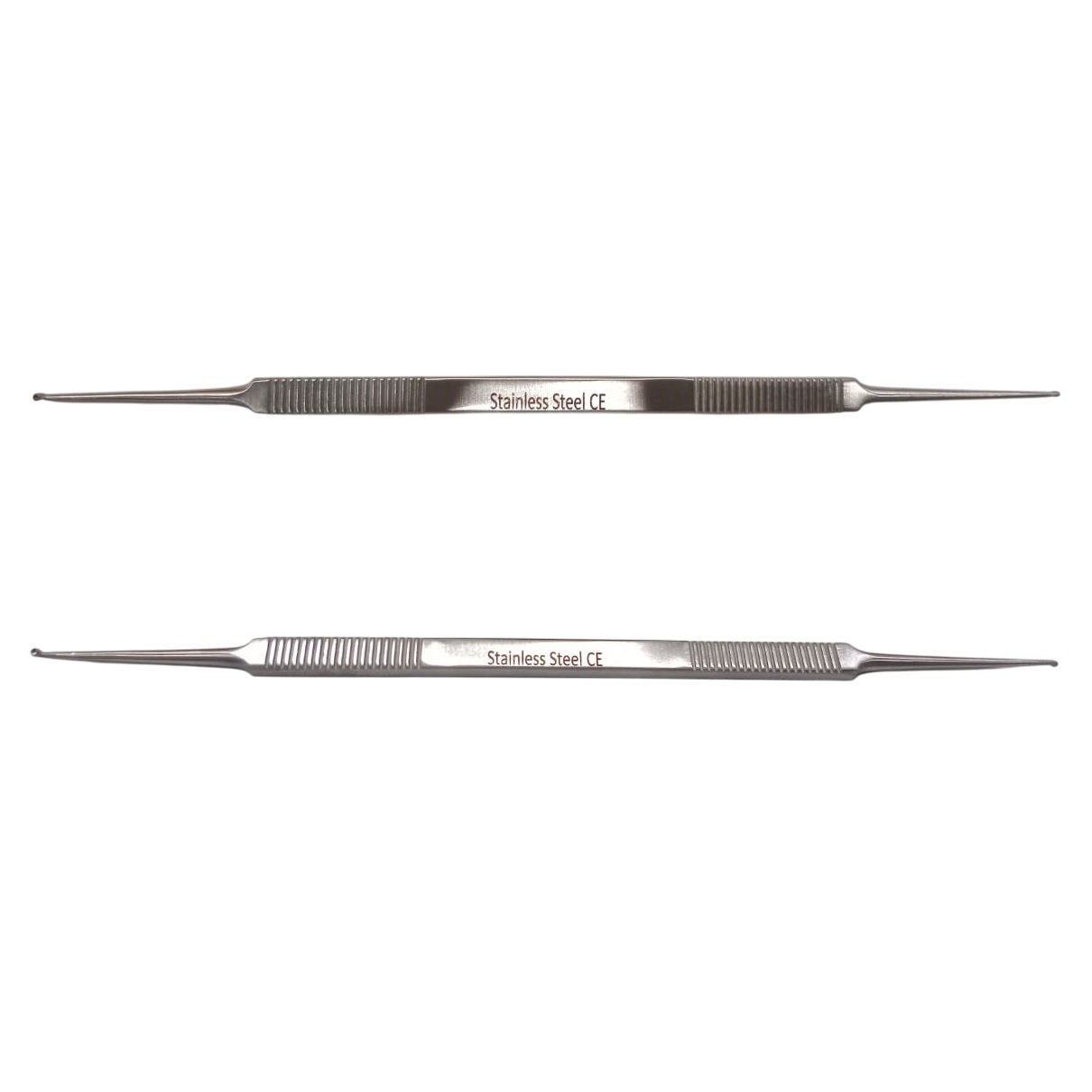 House Curette, Double Ended, One end 1.0, other end 1.2mm Oval Cups, (Full Curved), 18cm