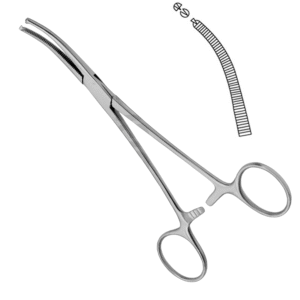 Kocher Hemostatic Forceps, Delicated, 1×2 Teeth, Curved, 13cm