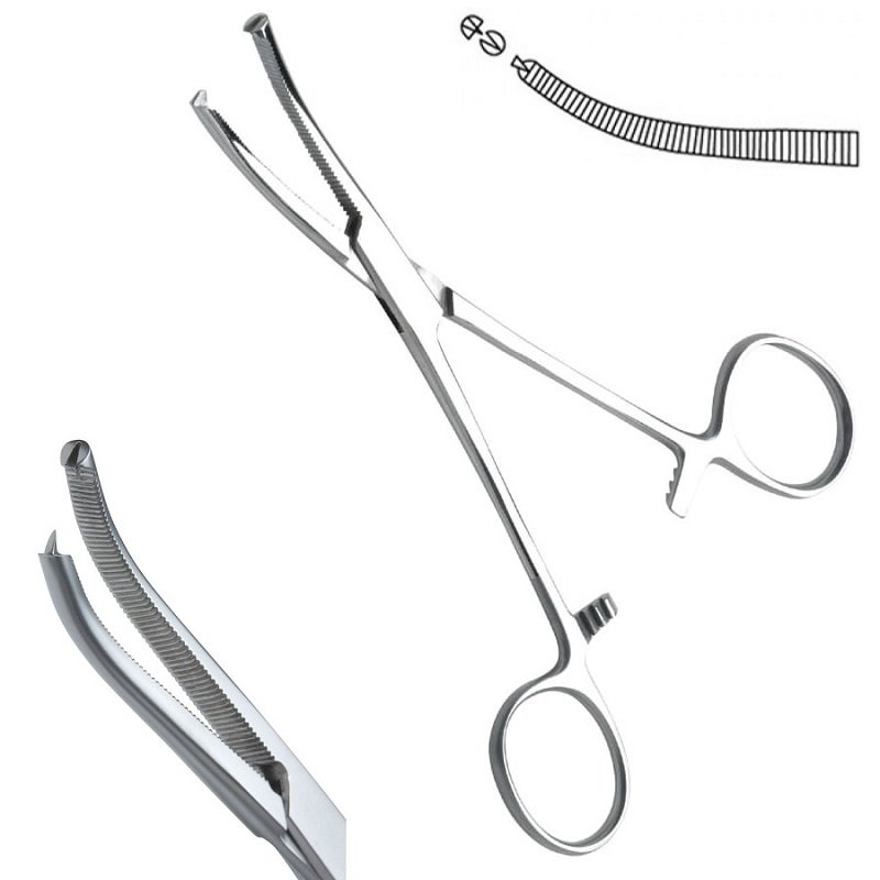 Kocher Nippon Haemostatic Artery Forceps, Serrated, Curved, 1×2 Teeth, 14cm
