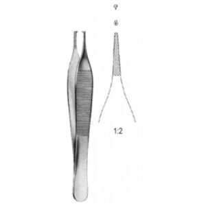 Adson Tissue Forceps 1x2T, with cross Serrated 12cm