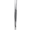 London College Cotton Dressing Tweezers, London College Forceps, Angled, Serrated Tip, 15cm
