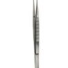 London College Cotton Dressing Tweezers, London College Forceps, Angled, Serrated Tip, 15cm
