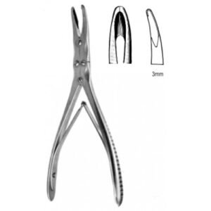 Geiger Rongeur, Double Ended, Slightly Curved, 3mm Jaw, 15cm