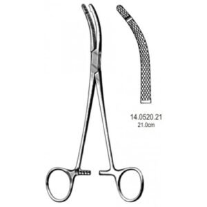 Heaney Hysterectomy Forceps 1x1T Curved 21cm