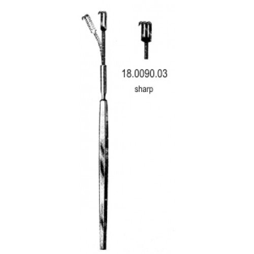 Hook Retractor, Sharp, Flexible, 3 Prongs, 16cm