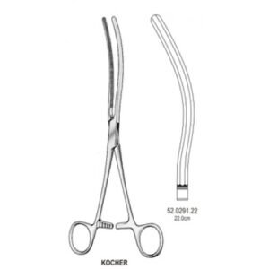 Kocher Intestinal Forceps, Curved, 22cm