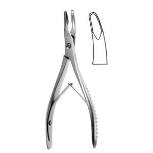 Luer Bone Rongeur Light, Curved, S/J (Serrated jaws), 5mm, 15cm