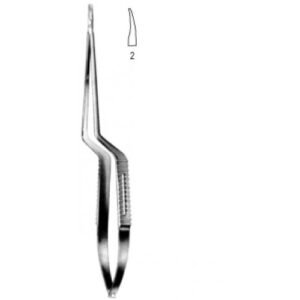 Micro Needle Holder Curved smooth bent shaft 23cm