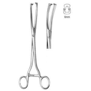 Museux Vulsellum Forceps, Curved, S/J (Serrated jaws), 6mm, 24cm