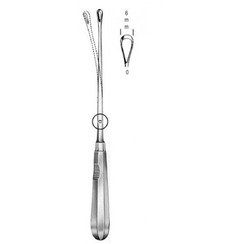 Recamier Curette, Malleable, Sharp, Fig.0, 6mm, 31cm
