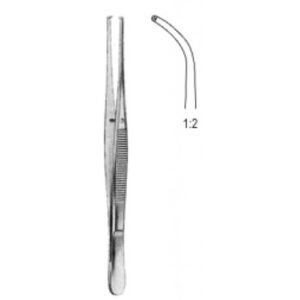 Semken Tissue Forceps, Curved, 1×2 Teeth, 12.5cm