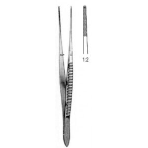 Waugh Tissue Forceps, Criss-Cross Serrated, 1×2 Teeth, 15cm