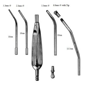 Yankauer Suction Tube complete with Handle, 4 Tubes, Suction Tip and Tube Connector, Total Length 31cm