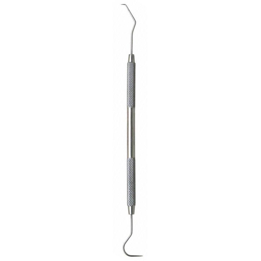 Root Canal Endodontic Hand Spreader, Dental Explorer, Stainless Steel Excavator, 1 End Sickle Shaped 1 End Pointed with Hook, No. 5