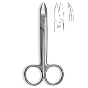 Beebe Crown Scissors, Curved, Serrated, 12cm