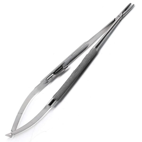 Jacobson Micro Needle Holder, Straight, Tungsten Carbide, with Catch/Lock, Round Handle, 18.5cm