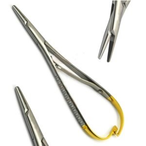 Mathieu Needle Holder, Straight, a Precision Stainless Steel Ligating Instrument with Fine, Serrated Tips and Quick Release Positive Locking Mechanism on the Rear of the Handles, 14cm