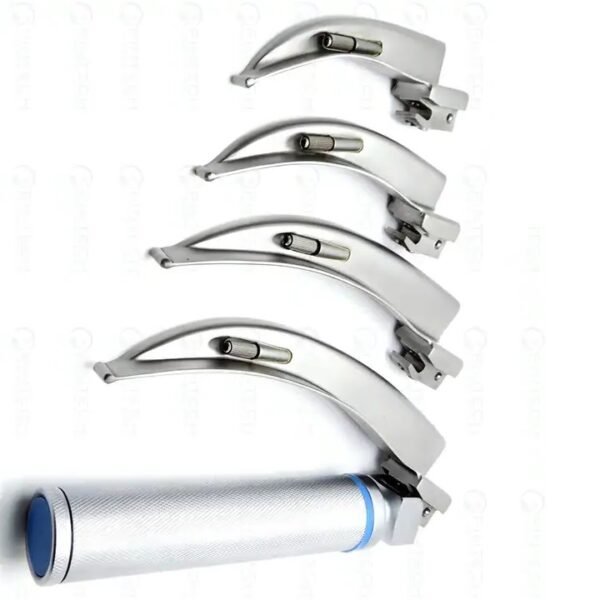 Macintosh and Miller Conventional Laryngoscope Set with 5 blades, Size. 0,1,2(90mm) 3 and 4