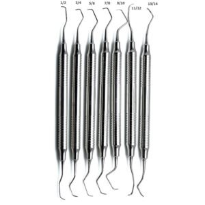Gracey Curettes, Hollow Handle Double Ended, Stainless Steel, Set of 7