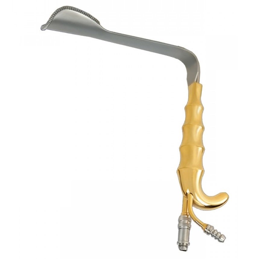 Epstein Abdominoplasty Retractor, With Fiber Optic Light Guide And Suction Tube, Curved Blade