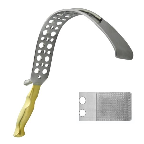 Thorlakson Abdominal Retractor, Fiber Optic, Fenestrated Curved Blade 50mm x 170mm, 34cm-Surgical