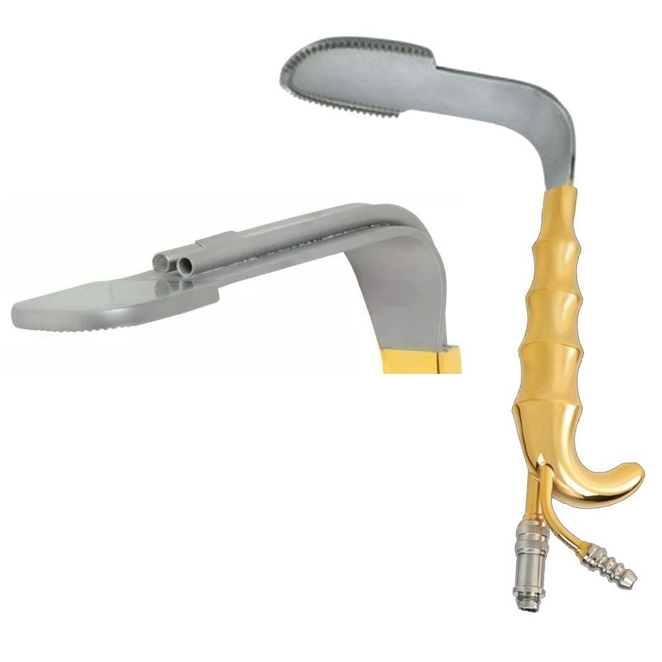 Epstein Abdominoplasty Retractor, With Fiber Optic Light Guide And Suction Tube, Straight Blade