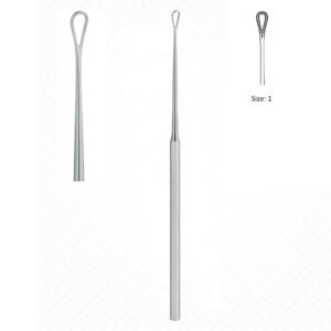 Weber Loch Ear Loop Curette, Serrated, Size No. 1, Working end 3.5mm x 5.5mm, Length 15 to 17cm